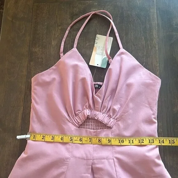 NWT Spaghetti Strap Dress Sleeveless V Neck Cutout Slit Casual - Picture 14 of 15